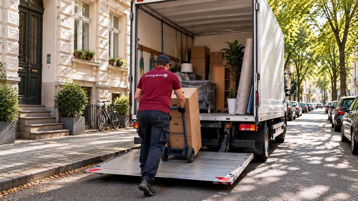 LKW vor einem Altbau in Bonn